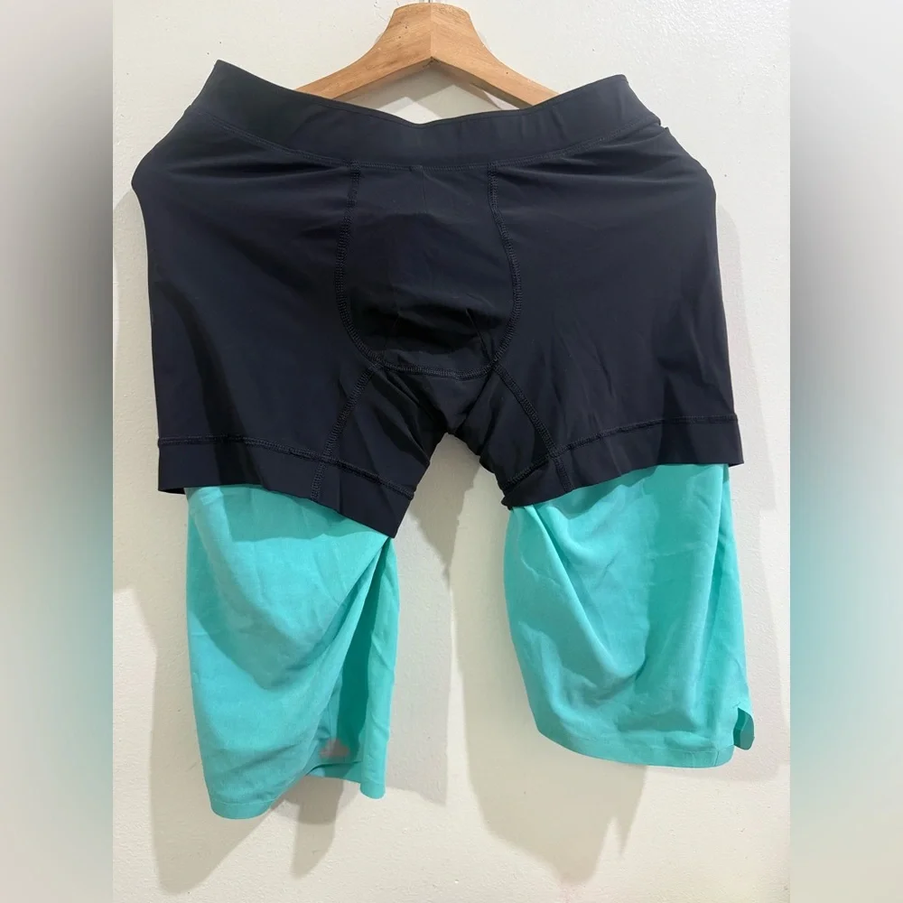lululemon athletica Men's Aqua Board Shorts with Black Waistband and Drawcord